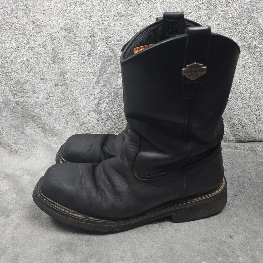 Harley Davidson Mens sz 10 M Altman D93563 Black Leather Biker Boots